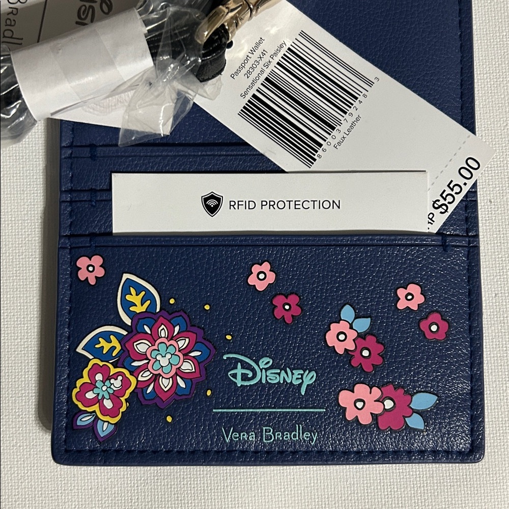 NWT Disney Vera Bradley Wallet on a strap crossbody, dark blue with Mickey. - Picture 3 of 7